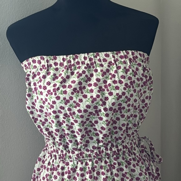 GAP floral print strapless tiered Boho peasant cottage cotton maxi dress Sz S - Picture 2 of 9